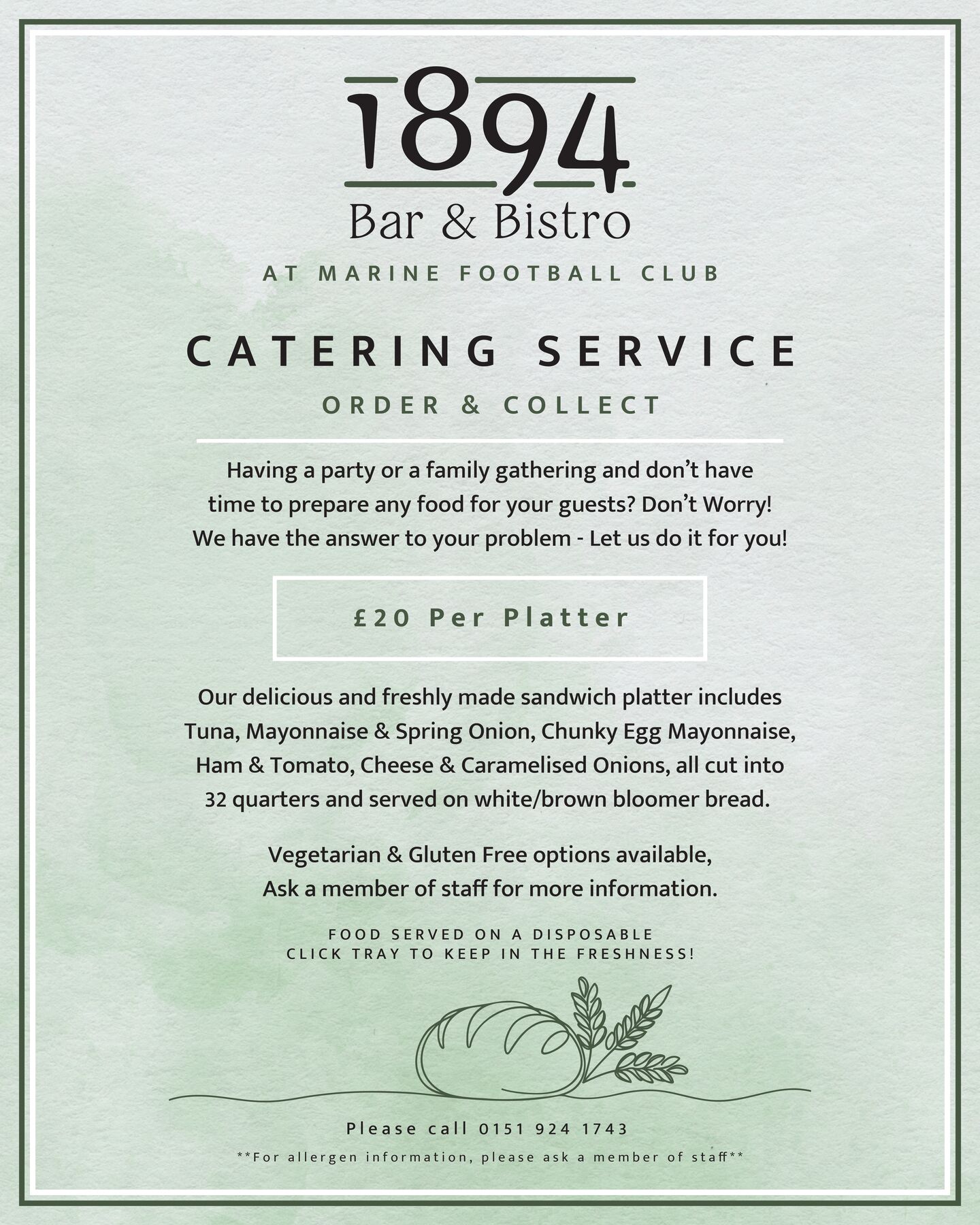 Buffet catering by the 1894 Bar & Bistro chefs